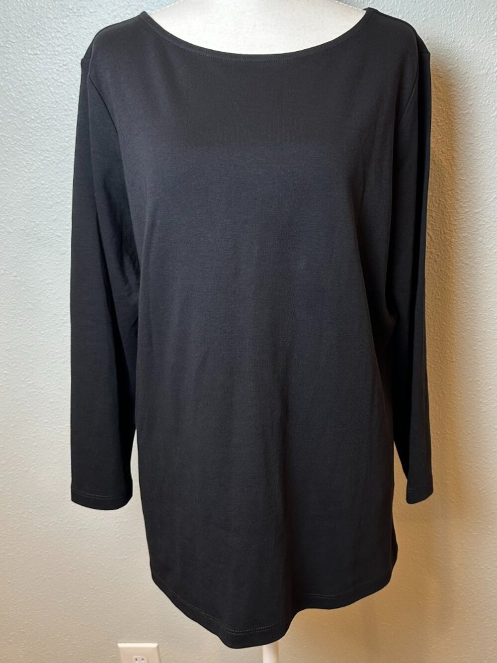 Lemon Way Pima Cotton Long Sleeve Tunic Top XL Boatneck Minimalist Basic Soft